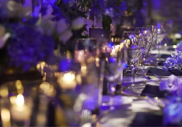 Table dressée pour un événement privé au Restaurant Il Gambero